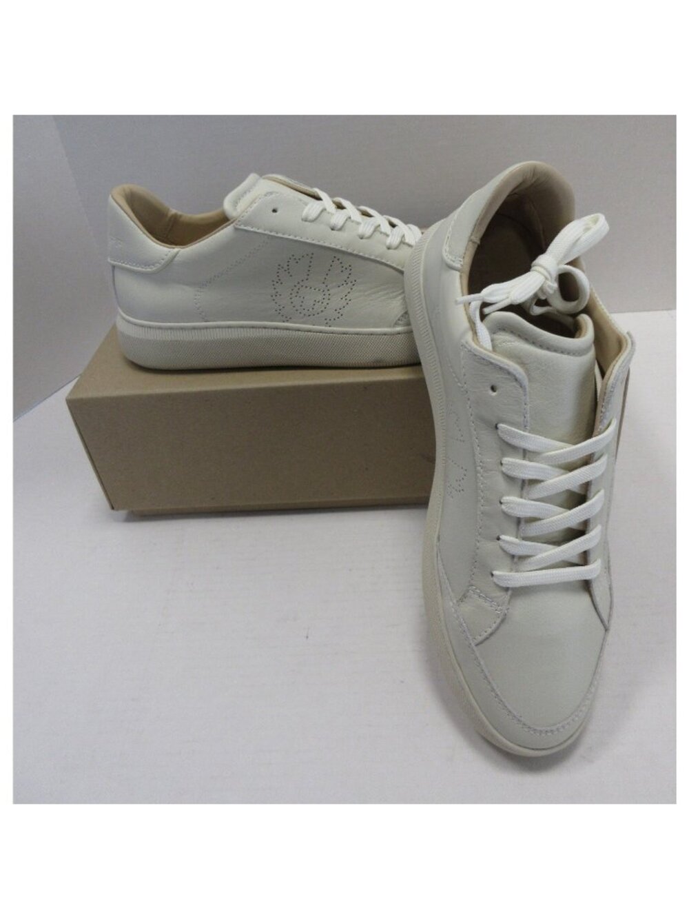 Belstaff Sneakers 11 Cream Mtrack-100 Leather Low Top Rubber Sole NEW